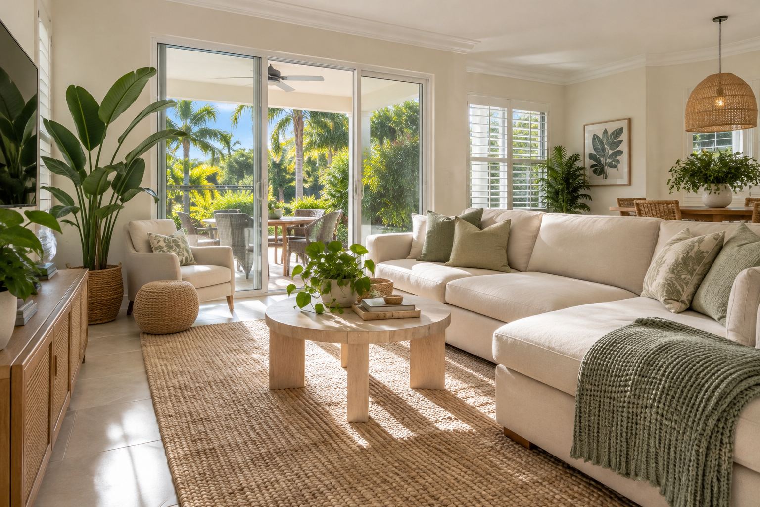 A cozy front patio of a Citrus County home, illustrative